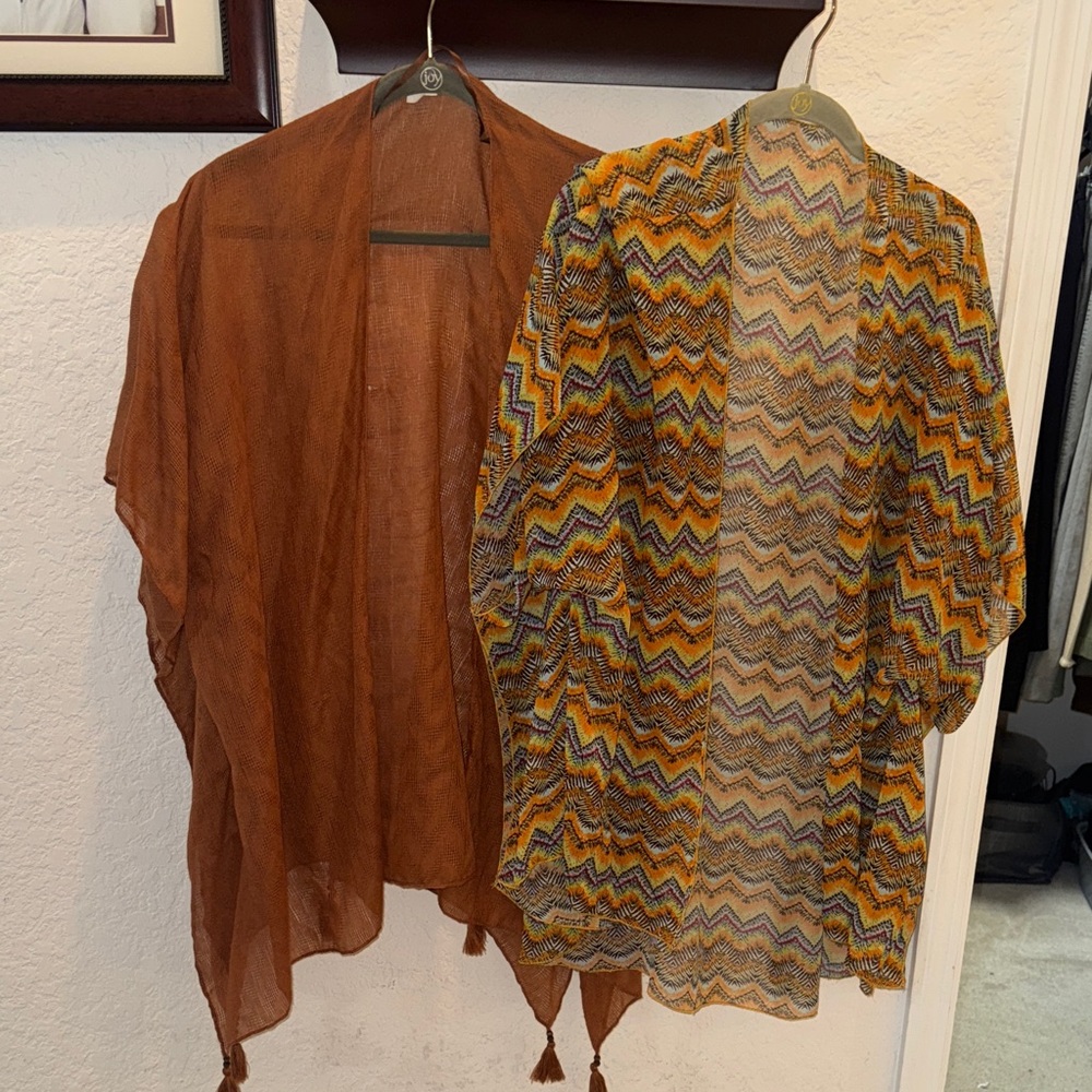 Brown and Multicolor Chevron Cardigans